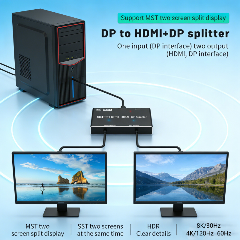 Hdmi Matrix Switch - 8K MST Displayport to HDMI Splitter