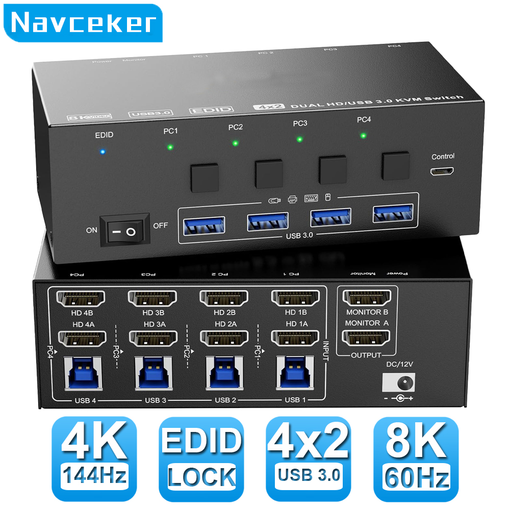 Hdmi Matrix Switch - Navceker 8K KVM Switch HDMI 4