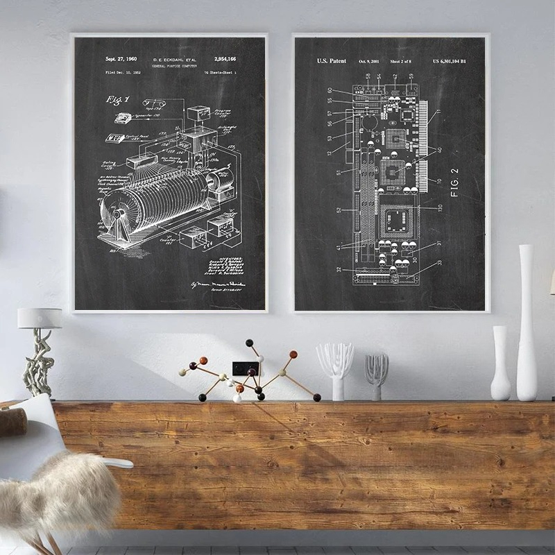 6Pcs Vintage Computer Patent W – Office Print Tech Bewertung und Preis
