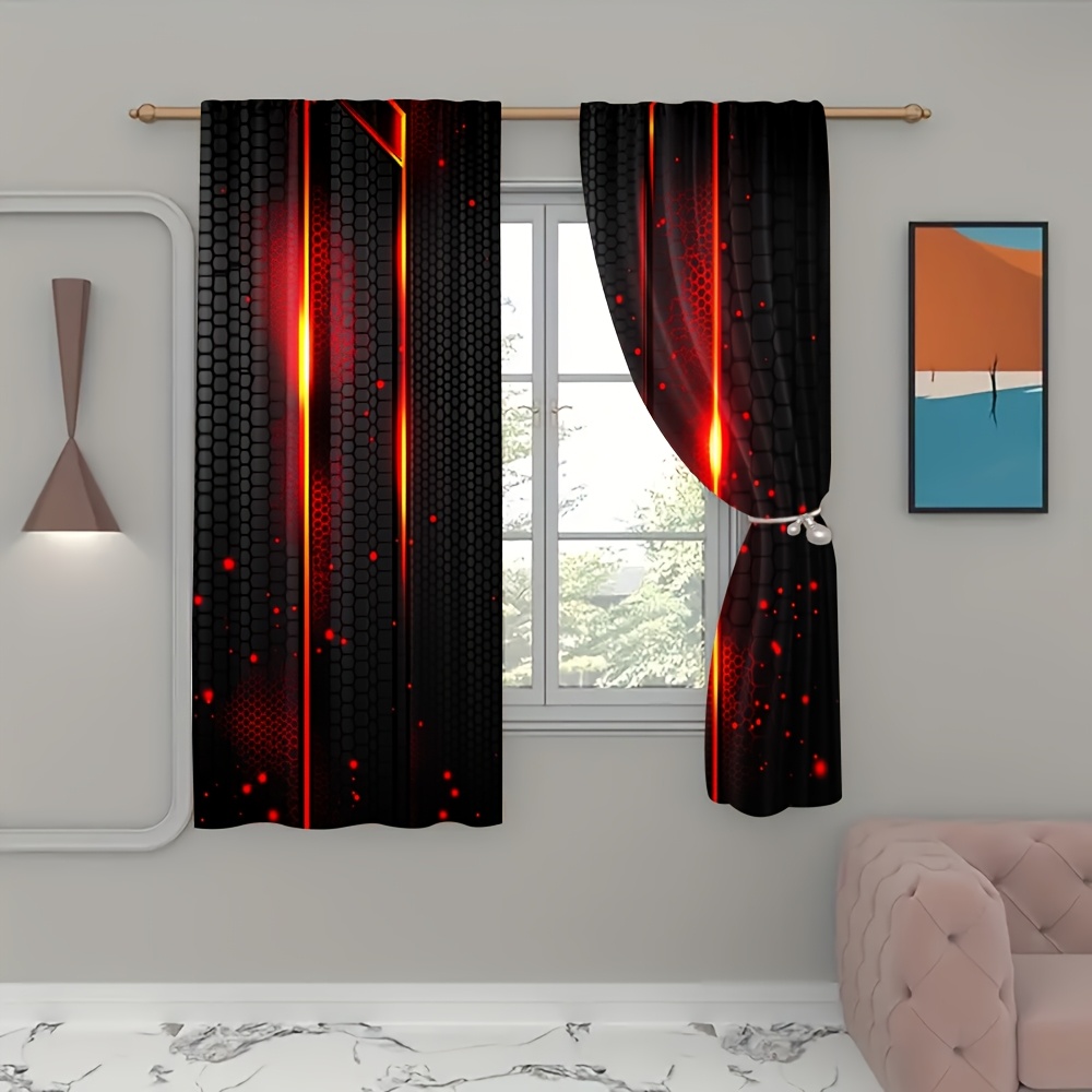 2pcs Lava Curtains Black Red C – Office Print Tech Bewertung und Preis
