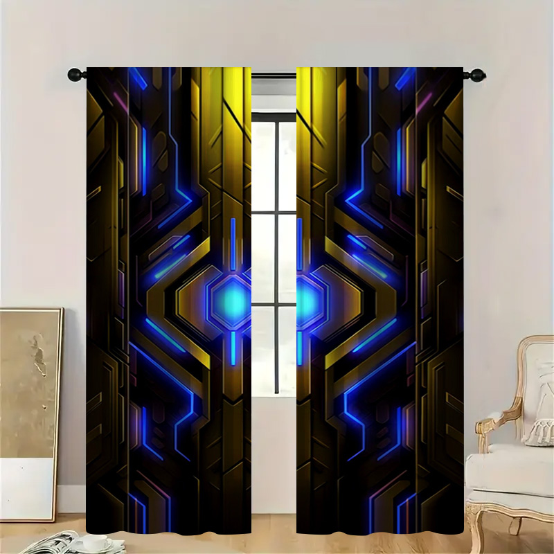 2pcs Geometric Tech Curtains w – Office Print Tech Bewertung und Preis
