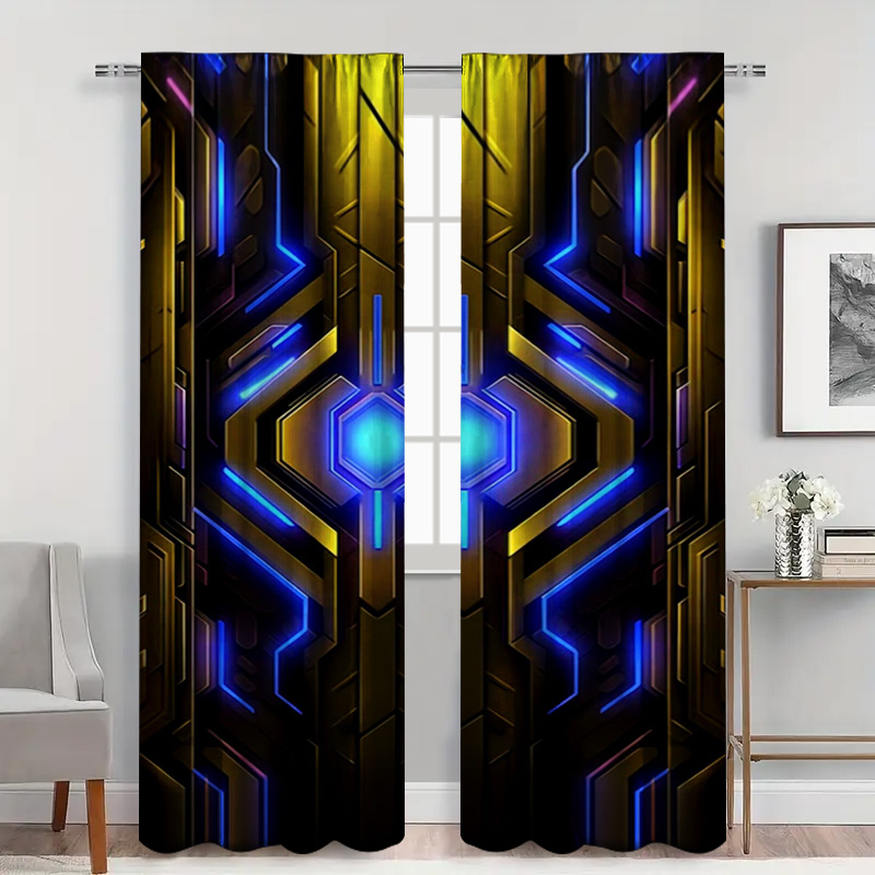 2pcs Geometric Tech Curtains w – Office Print Tech Bewertung und Preis
