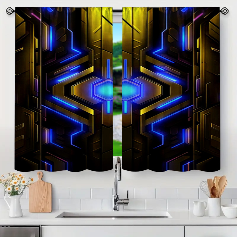 2pcs Geometric Tech Curtains w – Office Print Tech Bewertung und Preis