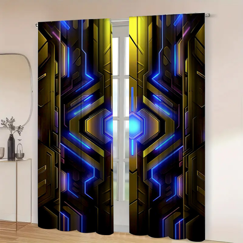 2pcs Geometric Tech Curtains w – Office Print Tech Bewertung und Preis