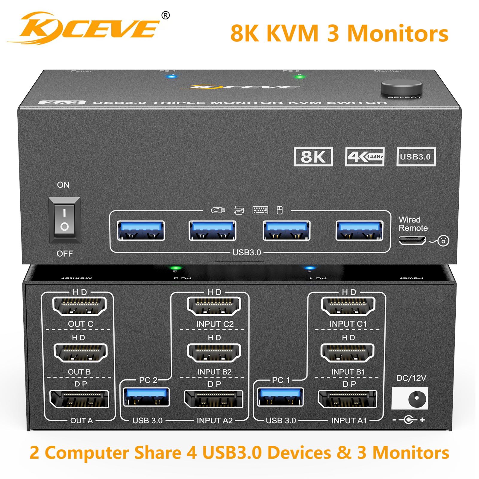 KCEVE 8K Tripe 3 Monitors KVM  – Hdmi Matrix Switch Bewertung und Preis